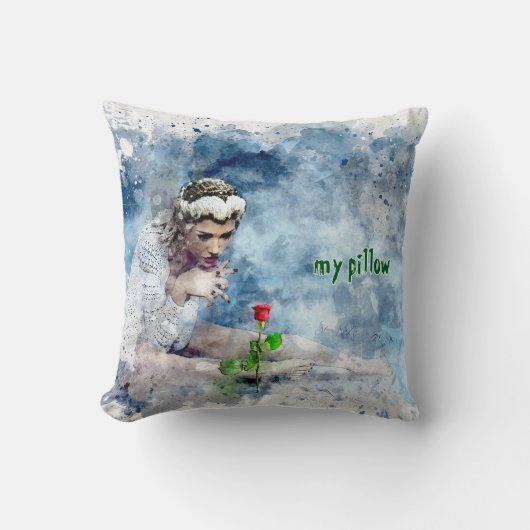 水彩テクスチャーモノグラムの枕 クッション (正面)