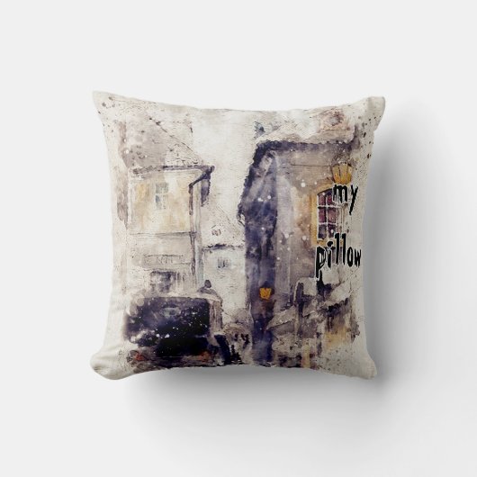 水彩テクスチャーモノグラムの枕 クッション (正面)