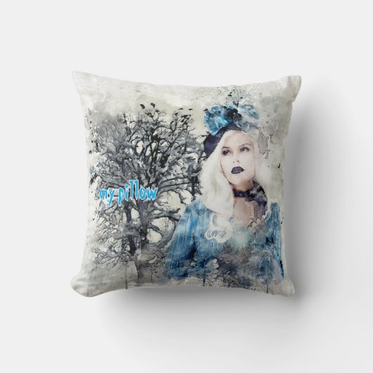 水彩テクスチャーモノグラムの枕 クッション (正面)