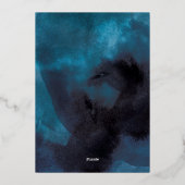 水彩テクスチャMoody Navy 結婚's 箔招待状 (裏面)