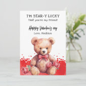 水彩テディベアの友達 バレンタインデー シーズンカード (スタンド正面)