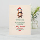 水彩テディベアクリスマスグリーティングカード 招待状 (スタンド正面)