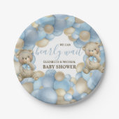 水彩テディベアバルーンテーマ紙プレート ペーパープレート (正面)