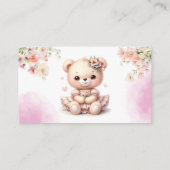 水彩テディベアフローラピンクブックベビー エンクロージャーカード (裏面)