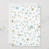 水彩テディベアブルー金ゴールドボーイズ誕生日 招待状 (裏面)