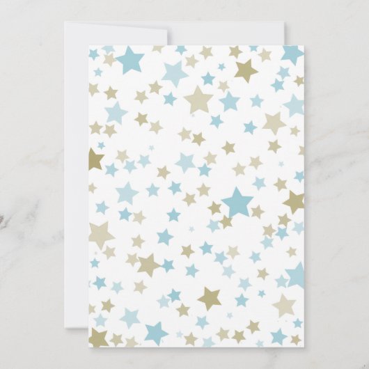 水彩テディベアブルー金ゴールドボーイズ誕生日 招待状 (裏面)