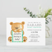 水彩テディベアベビーシャワー招待状 招待状 (スタンド正面)