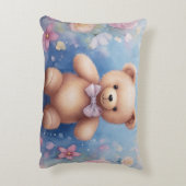 水彩テディベア枕ギフト植物性ギフト アクセントクッション (裏面(縦))