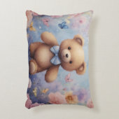 水彩テディベア枕ギフト植物性ギフト アクセントクッション (正面(垂直))