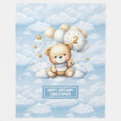 水彩テディベア毛布2nd誕生日の男の子 フリースブランケット (正面)