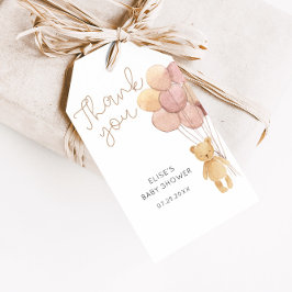 水彩テディベア風船 ギフトタグ