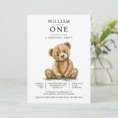 水彩テディベア1st誕生日パーティー 招待状 (スタンド正面)