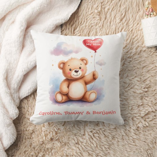 水彩テディベア ママ クッション (ブランケット)