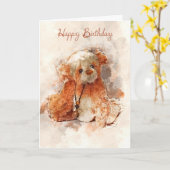 水彩テデ絵を描ィベア誕生日カード カード (黄色い花)