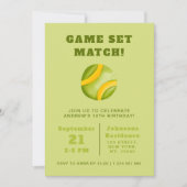 水彩テニスボール子供誕生日パーティースポーツ 招待状 (正面)