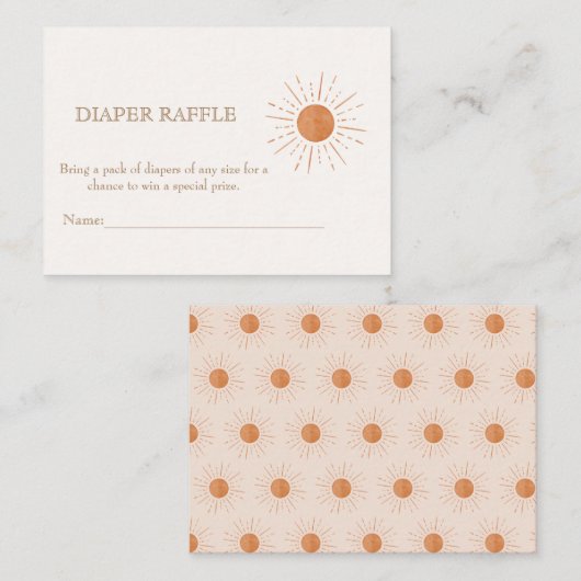 水彩テラコタサンレトロおむつラッフル エンクロージャーカード (正面/裏面)