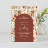 水彩テラコッタとアイボリー野生の花 招待状 (スタンド正面)