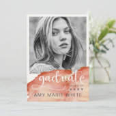 水彩テラコッタスクリプト写真 卒業式 招待状 (スタンド正面)