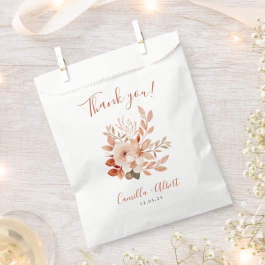 水彩テラコッタフラワーズ秋ありがとう フェイバーバッグ (クリップ留めされた状態)