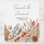 水彩テラコッタフラワー結婚ズ ワインラベル (シングルラベル)