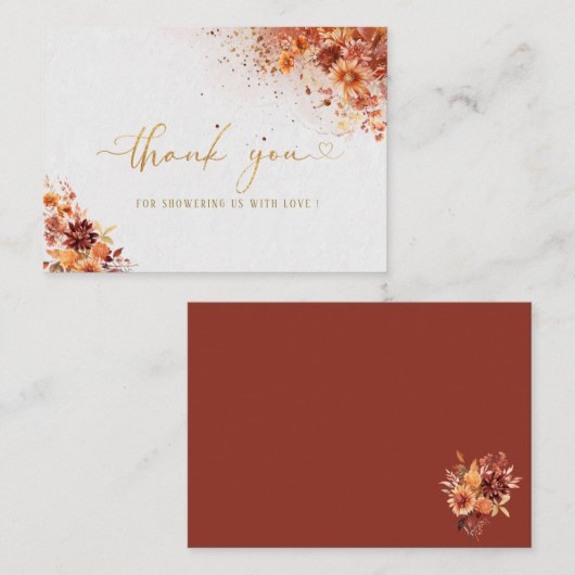 水彩テラコッタフローラ感謝してい金ゴールドユー ノートカード (正面/裏面)