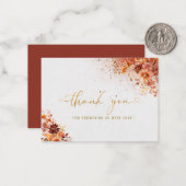 水彩テラコッタフローラ感謝してい金ゴールドユー ノートカード (正面/裏面インサイチュ)