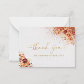 水彩テラコッタフローラ感謝してい金ゴールドユー ノートカード (正面)