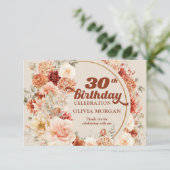 水彩テラコッタブルゴーニュ赤面30歳の誕生日 サンキューカード (スタンド正面)