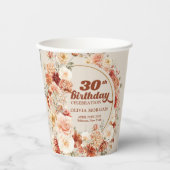 水彩テラコッタブルゴーニュ30歳の誕生日 紙コップ (正面)