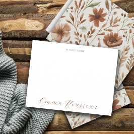 水彩テラコッタワイルドフラワースクリプトノート ノートカード