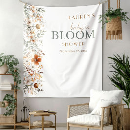 水彩テラコッタワイルドフラワーベビーシャワー タペストリー