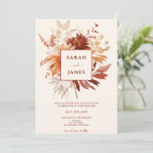 水彩テラコッタワイルドフラワーボホ結婚ズ 招待状 (スタンド正面)