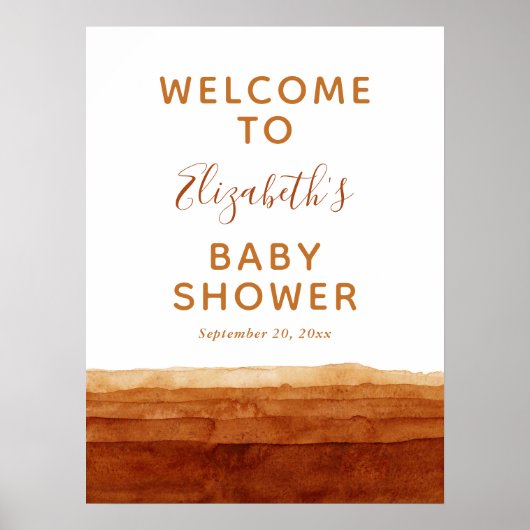 水彩テラコッタ抽象芸術砂漠ウェルカムサイン ポスター (正面)