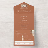 水彩テラコッタ秋野花結婚の オールインワン招待状 (内側)