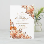 水彩テラコッタ フローラル ボヘミアンスタイル ラスティック ウェディング 招待状 (スタンド正面)