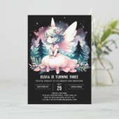 水彩テーマの妖精の誕生日 招待状 (スタンド正面)