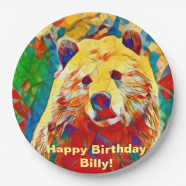 水彩テーマカラフルデジタルベア紙プレート ペーパープレート