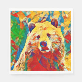 水彩テーマデジタルベア紙ナプキンス スタンダードランチョンナプキン