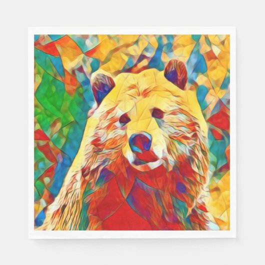 水彩テーマデジタルベア紙ナプキンス スタンダードランチョンナプキン (正面)