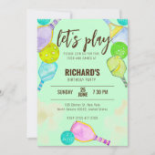 水彩テーマピックルボールグリーンバースデーパーティー 招待状 (正面)