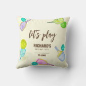 水彩テーマピックルボールスポーツバースデーパーティー クッション (裏面)