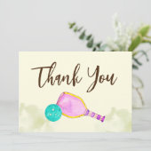 水彩テーマピックルボールスポーツバースデーパーティー サンキューカード (スタンド正面)