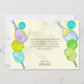 水彩テーマピックルボールスポーツバースデーパーティー サンキューカード (裏面)