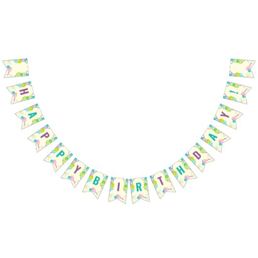 水彩テーマピックルボールスポーツバースデーパーティー バンティングフラッグ (全)