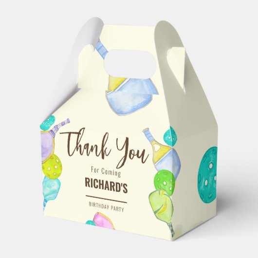 水彩テーマピックルボールスポーツバースデーパーティー フェイバーボックス (正面サイド)