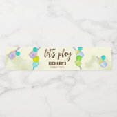 水彩テーマピックルボールスポーツバースデーパーティー ペットボトルラベル (シングルラベル)