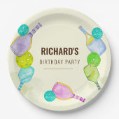 水彩テーマピックルボールスポーツバースデーパーティー ペーパープレート (正面)