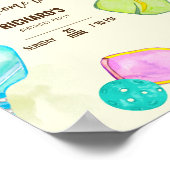 水彩テーマピックルボールスポーツバースデーパーティー ポスター (角)