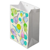 水彩テーマピックルボールスポーツバースデーパーティー ミディアムペーパーバッグ (正面アングル)