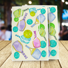 水彩テーマピックルボールスポーツバースデーパーティー ミディアムペーパーバッグ